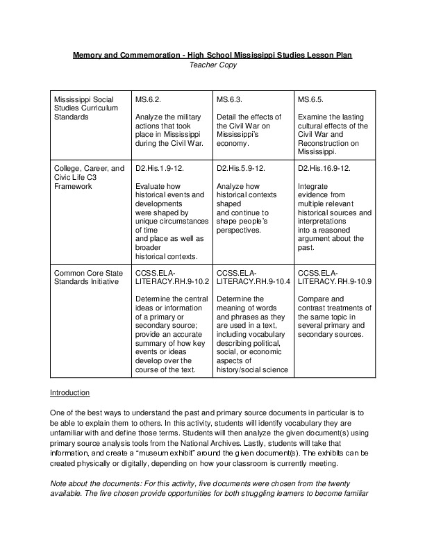 Memory and Commemoration - High School MS Studies Lesson Plan - Teacher Copy.pdf