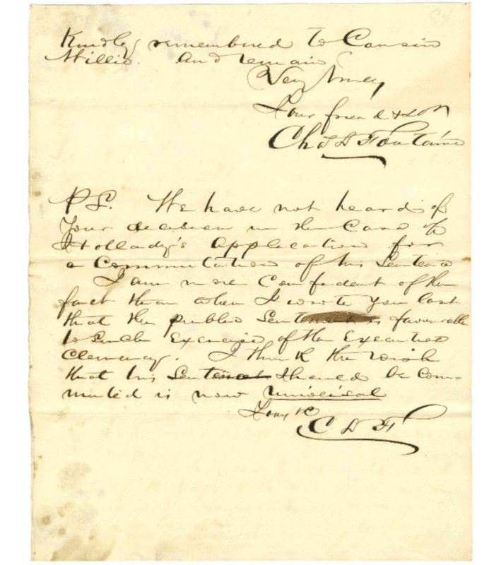 Letter from Charles D. Fontain to Mississippi Governor John J. Pettus IV.png