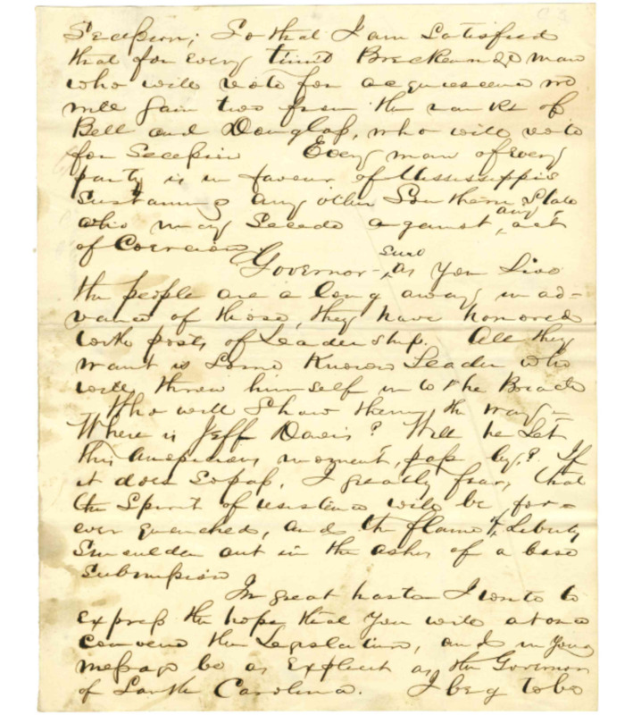Letter from Charles D. Fontain to Mississippi Governor John J. Pettus III.png