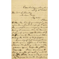 Letter from J. B. Lake to Mississippi Governor William L. Sharkey; July 4, 1865